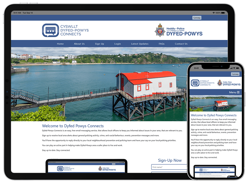 Dyfed-Powys Connects viewed from mobile devices